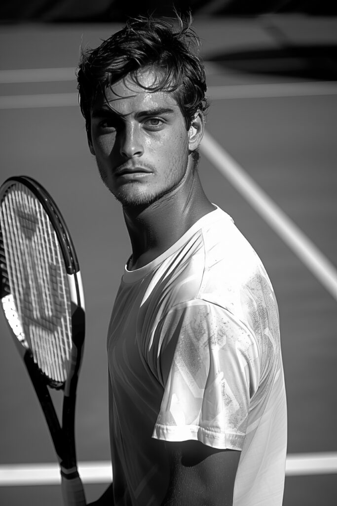 monochrome portrait professional tennis player monochrome portrait professional tennis player